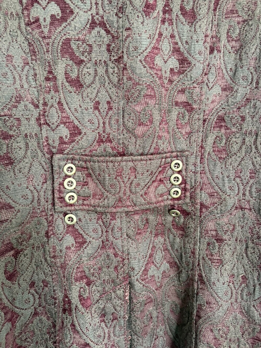 Free People Jacquard Brocade Tapestry Coat Sz 8 Purple Boho Chic Button Pockets - Picture 3 of 9